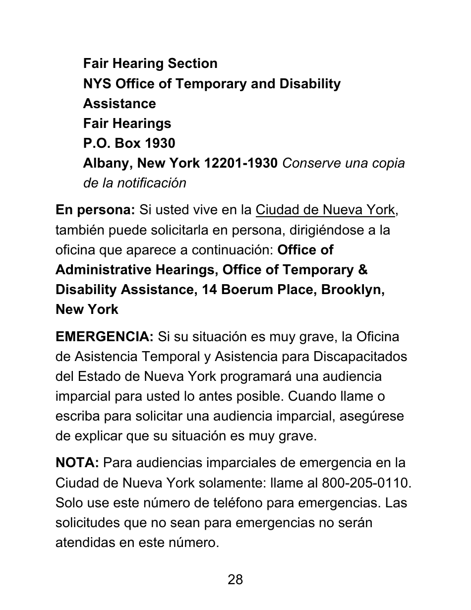 Instrucciones para Formulario LDSS-4826 LP Solicitud / Revalidacion Para El Programa De Asistencia Nutricional Suplementaria (Snap) - Letra Grande - New York (Spanish), Page 28
