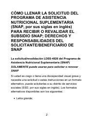 Instrucciones para Formulario LDSS-4826 LP Solicitud/Revalidacion Para El Programa De Asistencia Nutricional Suplementaria (Snap) - Letra Grande - New York (Spanish), Page 2