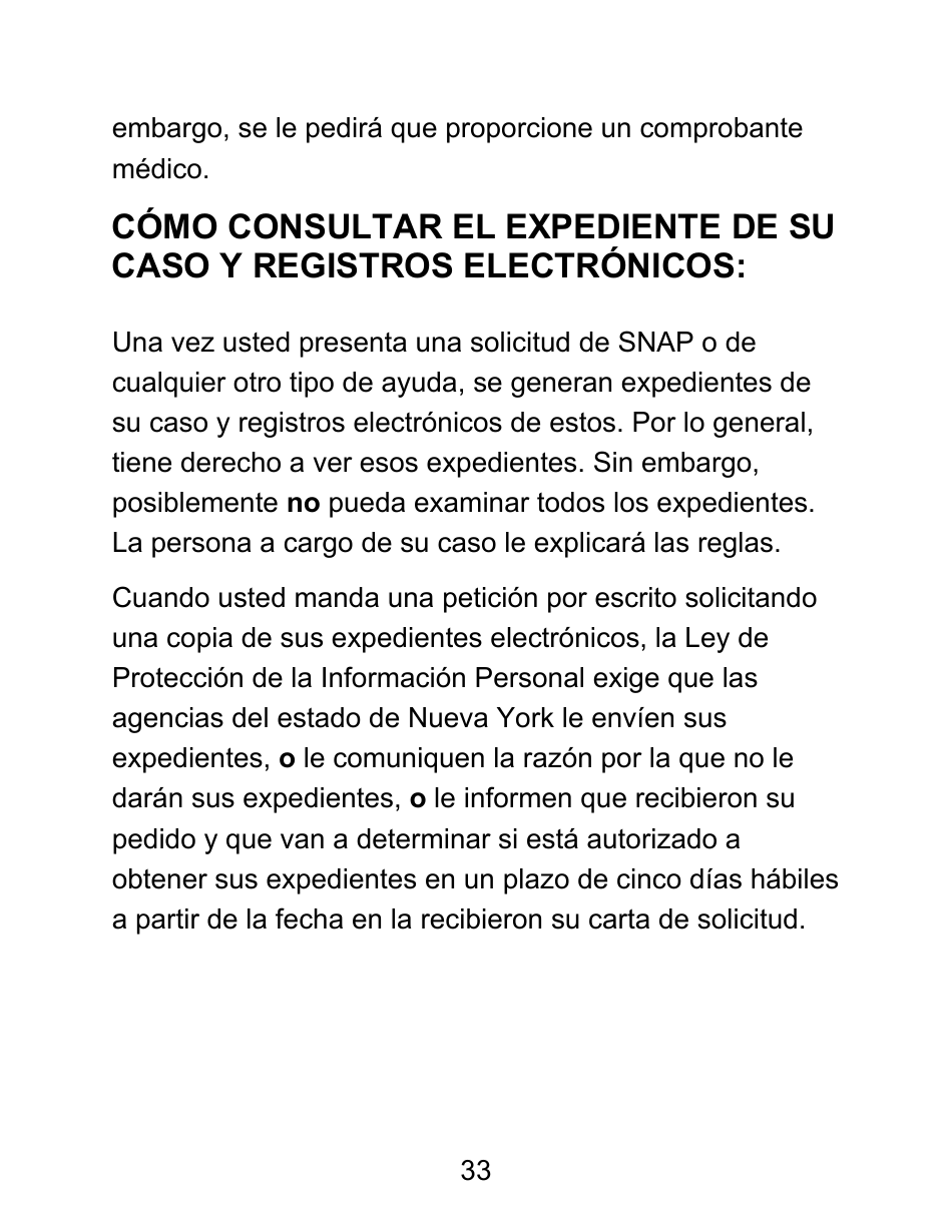 Instrucciones para Formulario LDSS-4826 LP Solicitud / Revalidacion Para El Programa De Asistencia Nutricional Suplementaria (Snap) - Letra Grande - New York (Spanish), Page 33