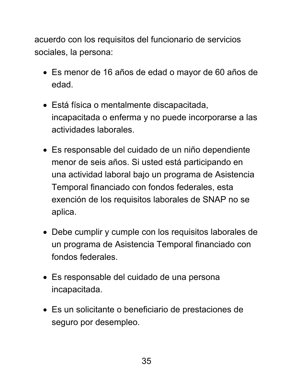 Instrucciones para Formulario LDSS-4826 LP Solicitud / Revalidacion Para El Programa De Asistencia Nutricional Suplementaria (Snap) - Letra Grande - New York (Spanish), Page 35