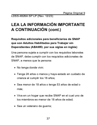 Instrucciones para Formulario LDSS-4826 LP Solicitud/Revalidacion Para El Programa De Asistencia Nutricional Suplementaria (Snap) - Letra Grande - New York (Spanish), Page 37