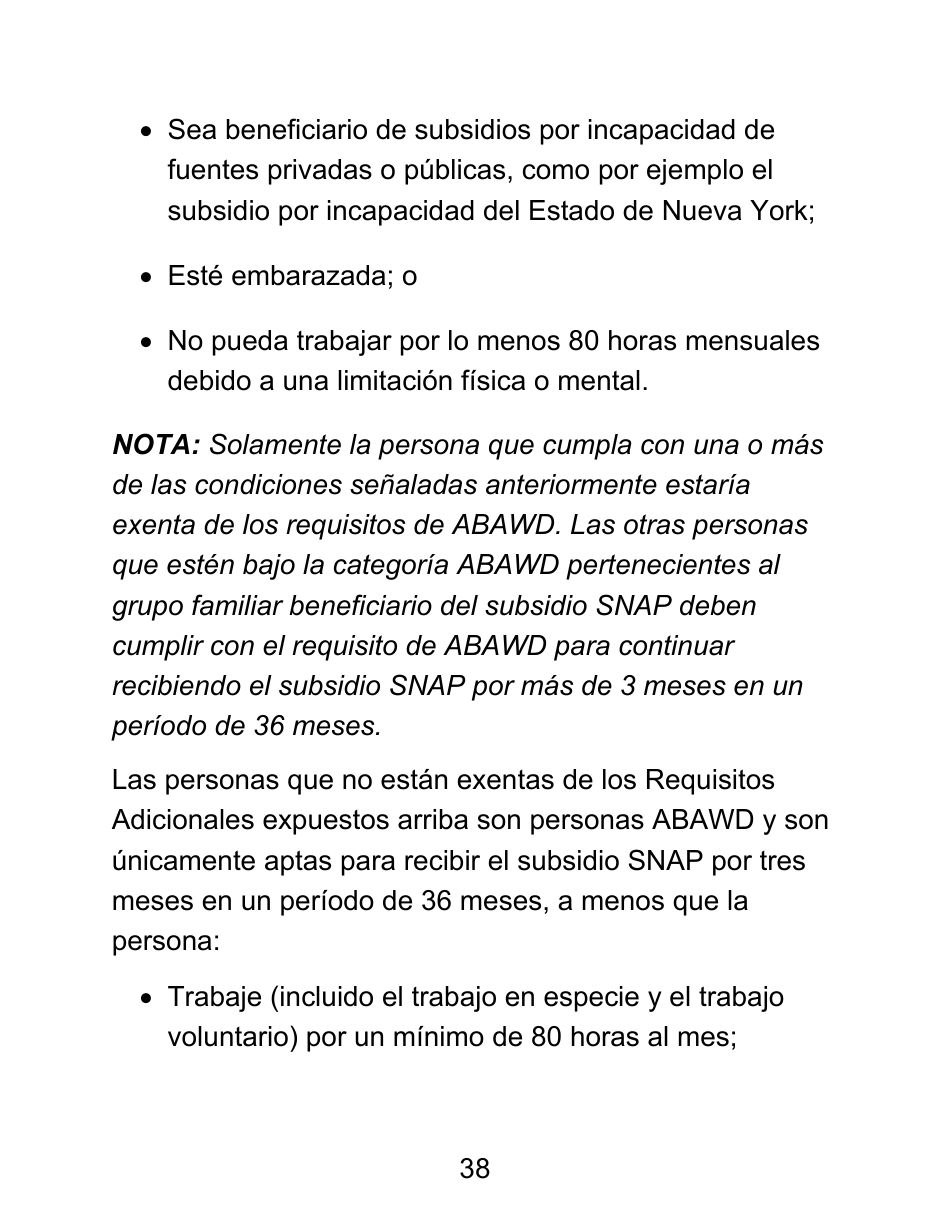 Instrucciones para Formulario LDSS-4826 LP Solicitud / Revalidacion Para El Programa De Asistencia Nutricional Suplementaria (Snap) - Letra Grande - New York (Spanish), Page 38