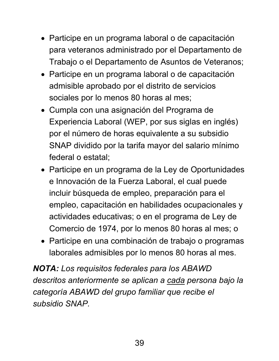 Instrucciones para Formulario LDSS-4826 LP Solicitud / Revalidacion Para El Programa De Asistencia Nutricional Suplementaria (Snap) - Letra Grande - New York (Spanish), Page 39