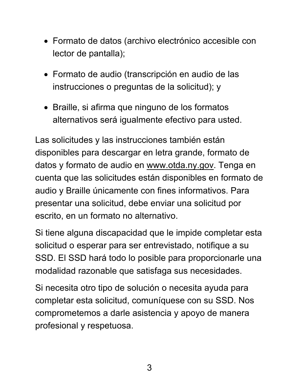 Instrucciones para Formulario LDSS-4826 LP Solicitud / Revalidacion Para El Programa De Asistencia Nutricional Suplementaria (Snap) - Letra Grande - New York (Spanish), Page 3