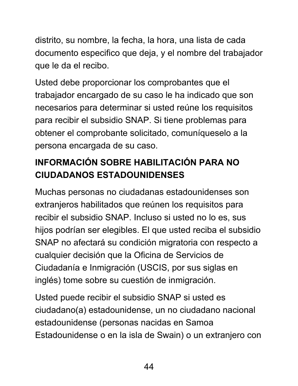 Instrucciones para Formulario LDSS-4826 LP Solicitud / Revalidacion Para El Programa De Asistencia Nutricional Suplementaria (Snap) - Letra Grande - New York (Spanish), Page 44