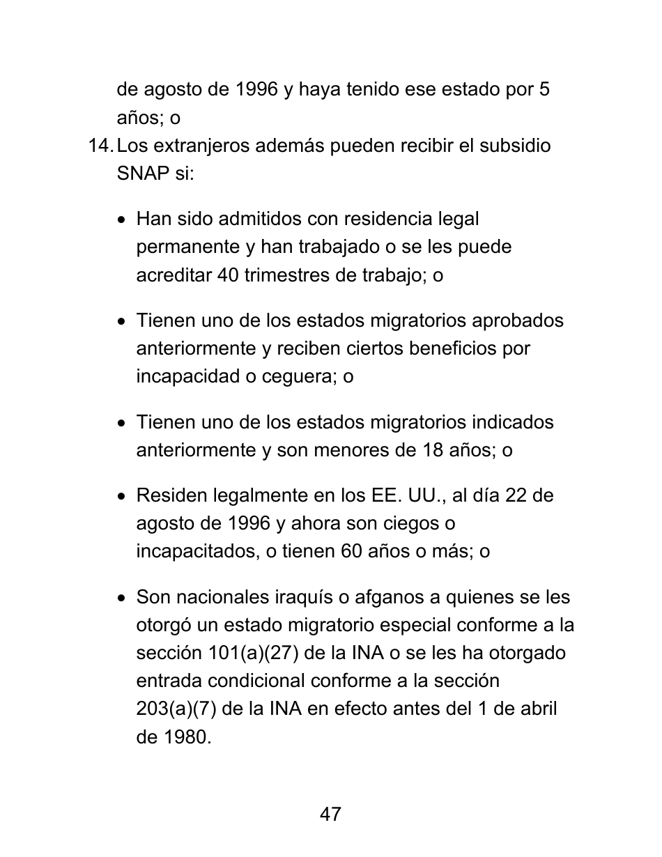 Instrucciones para Formulario LDSS-4826 LP Solicitud / Revalidacion Para El Programa De Asistencia Nutricional Suplementaria (Snap) - Letra Grande - New York (Spanish), Page 47