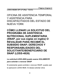 Instrucciones para Formulario LDSS-4826 LP Solicitud/Revalidacion Para El Programa De Asistencia Nutricional Suplementaria (Snap) - Letra Grande - New York (Spanish), Page 4
