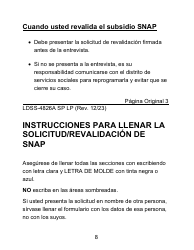 Instrucciones para Formulario LDSS-4826 LP Solicitud/Revalidacion Para El Programa De Asistencia Nutricional Suplementaria (Snap) - Letra Grande - New York (Spanish), Page 8