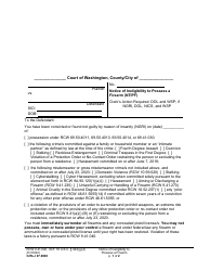 Document preview: Form CrRLJ07.0800 Notice of Ineligibility to Possess a Firearm (Ntipf) - Washington