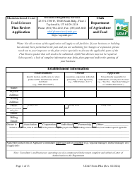 UDAF Form PRA Manufactured Food Establishment Plan Review Application - Utah