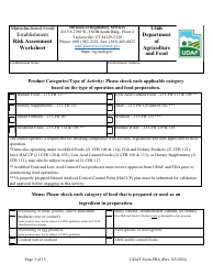 UDAF Form PRA Manufactured Food Establishment Plan Review Application - Utah, Page 3