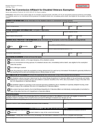 Document preview: Form 5107 State Tax Commission Affidavit for Disabled Veterans Exemption - Michigan