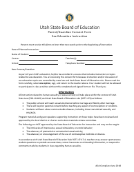 Parent/Guardian Consent Form Sex Education Instruction - Utah