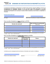 Demande De Participation En Propriete Au Pctfa - Quebec, Canada (French)