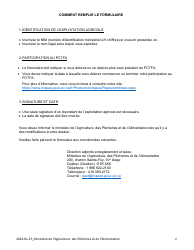 Demande De Participation En Propriete Au Pctfa - Quebec, Canada (French), Page 2