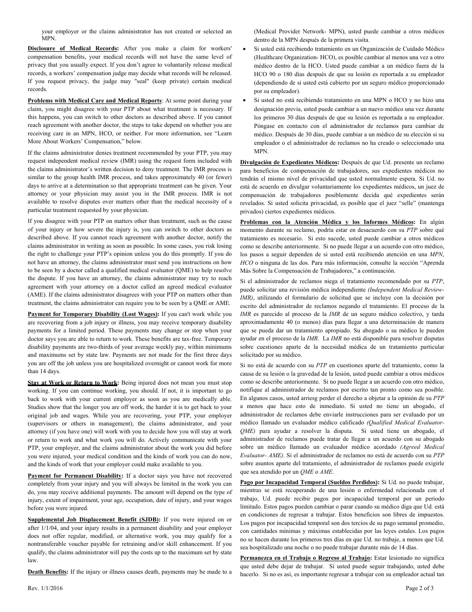 Form IA1 Information and Assistance Unit Guide - Workers Compensation Claim Form - California (English / Spanish), Page 4