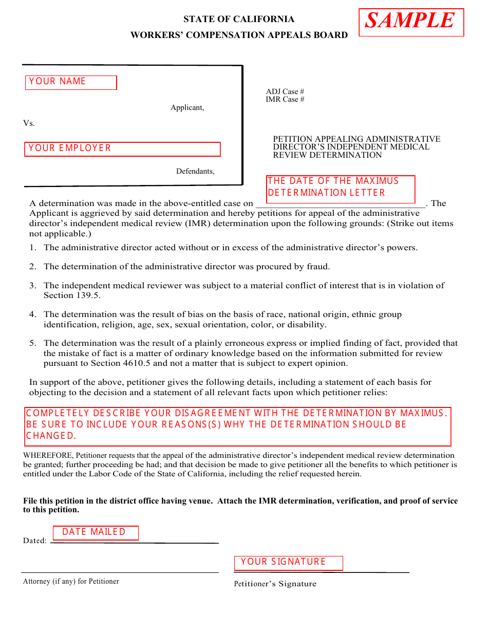 Form IA19 Information and Assistance Unit Guide - How to File a Petition Appealing Administrative Directors Independent Medical Review Determination - California, Page 9