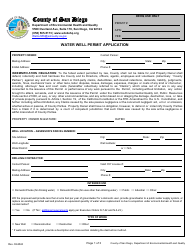 Water Well Permit Application - County of San Diego, California