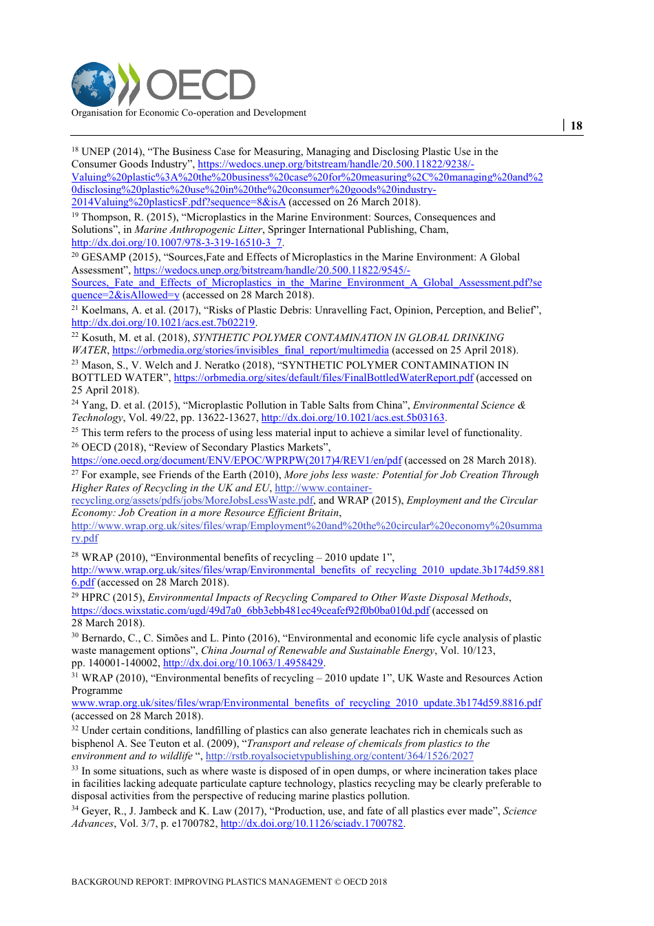 Improving Plastics Management: Trends, Policy Responses, and the Role of International Co-operation and Trade - Oecd Environment Policy Paper No. 12, Page 20