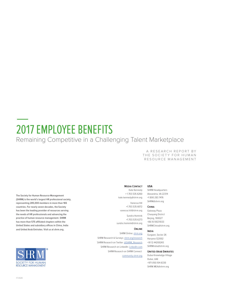 2017 Employee Benefits Remaining Competitive in a Challenging Talent Marketplace - Society for Human Resource Management, Page 2