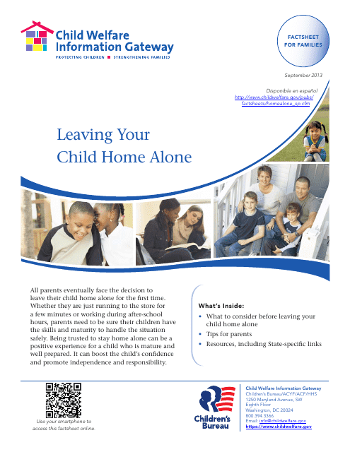 Leaving Your Child Home Alone - Factsheet for Families Download Pdf