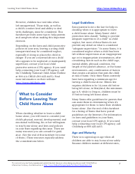 Leaving Your Child Home Alone - Factsheet for Families, Page 2