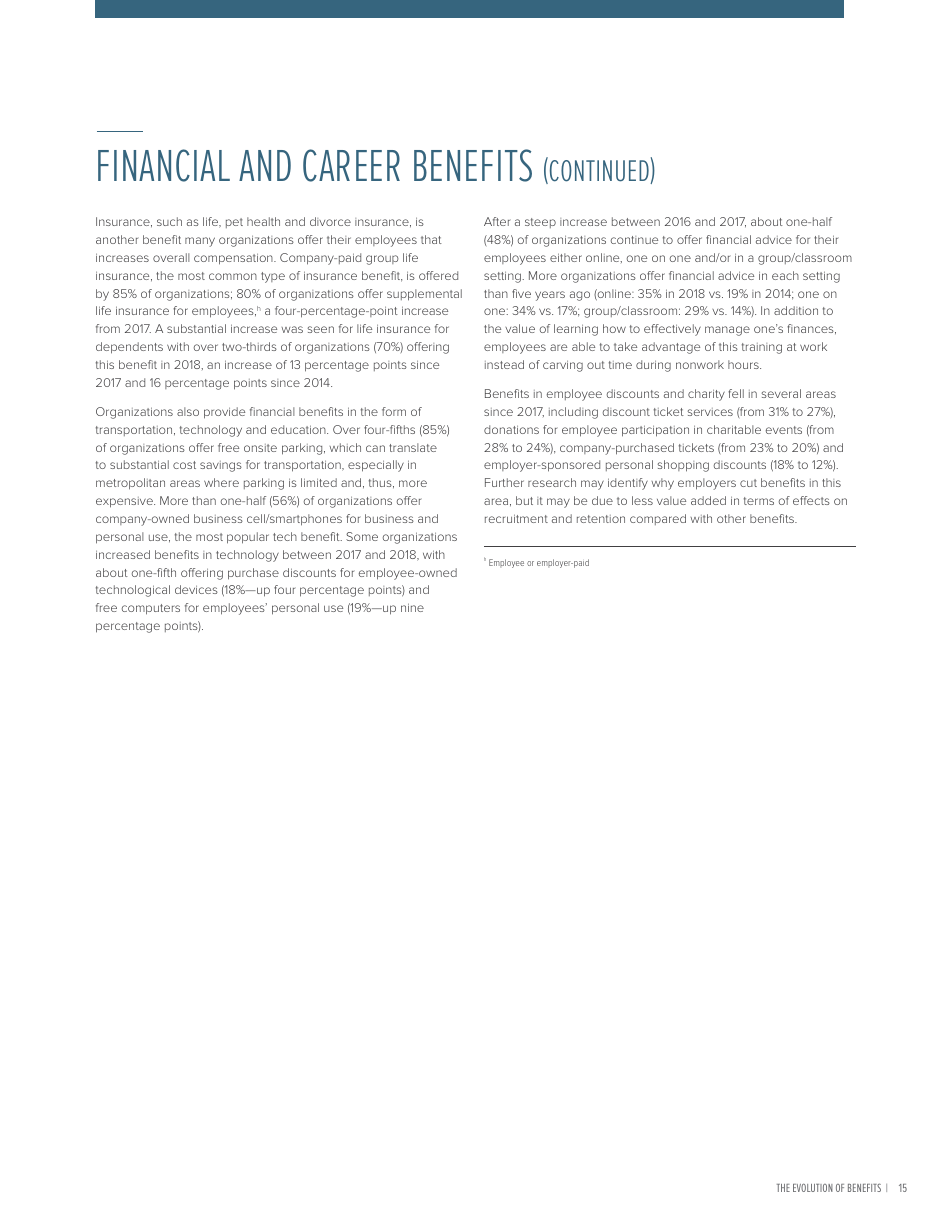 2018 Employee Benefits the Evolution of Benefits - Society for Human Resource Management, Page 19