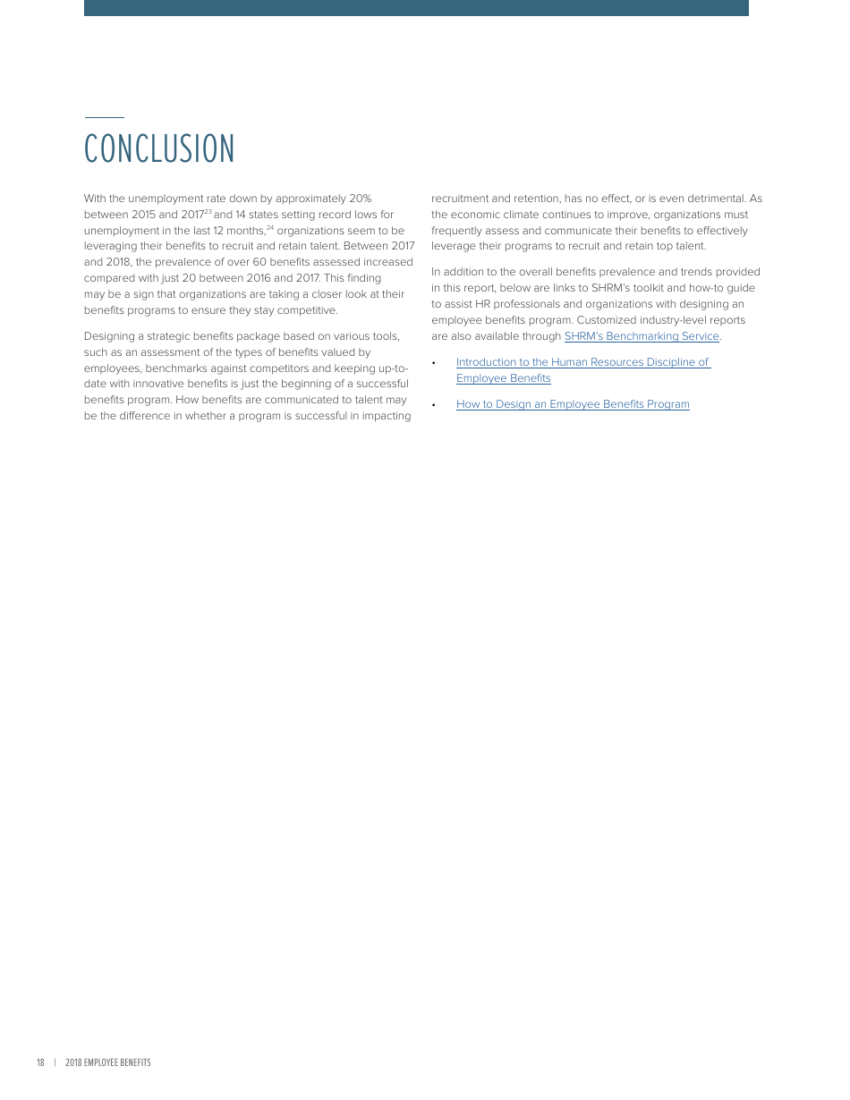 2018 Employee Benefits the Evolution of Benefits - Society for Human Resource Management, Page 22