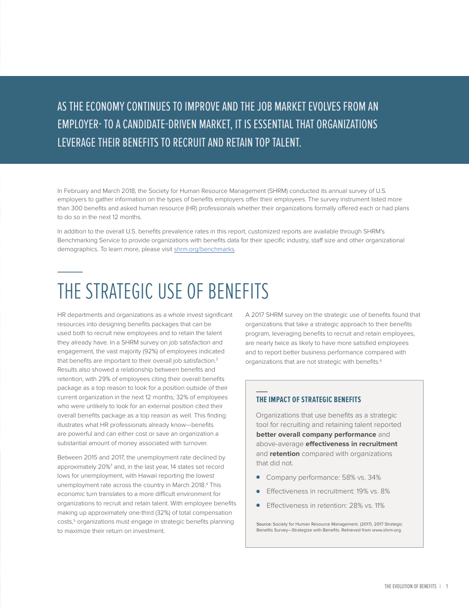 2018 Employee Benefits the Evolution of Benefits - Society for Human Resource Management, Page 5