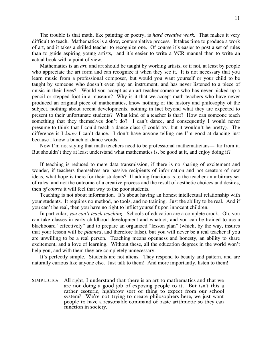 A Mathematicians Lament - Paul Lockhart, Page 11