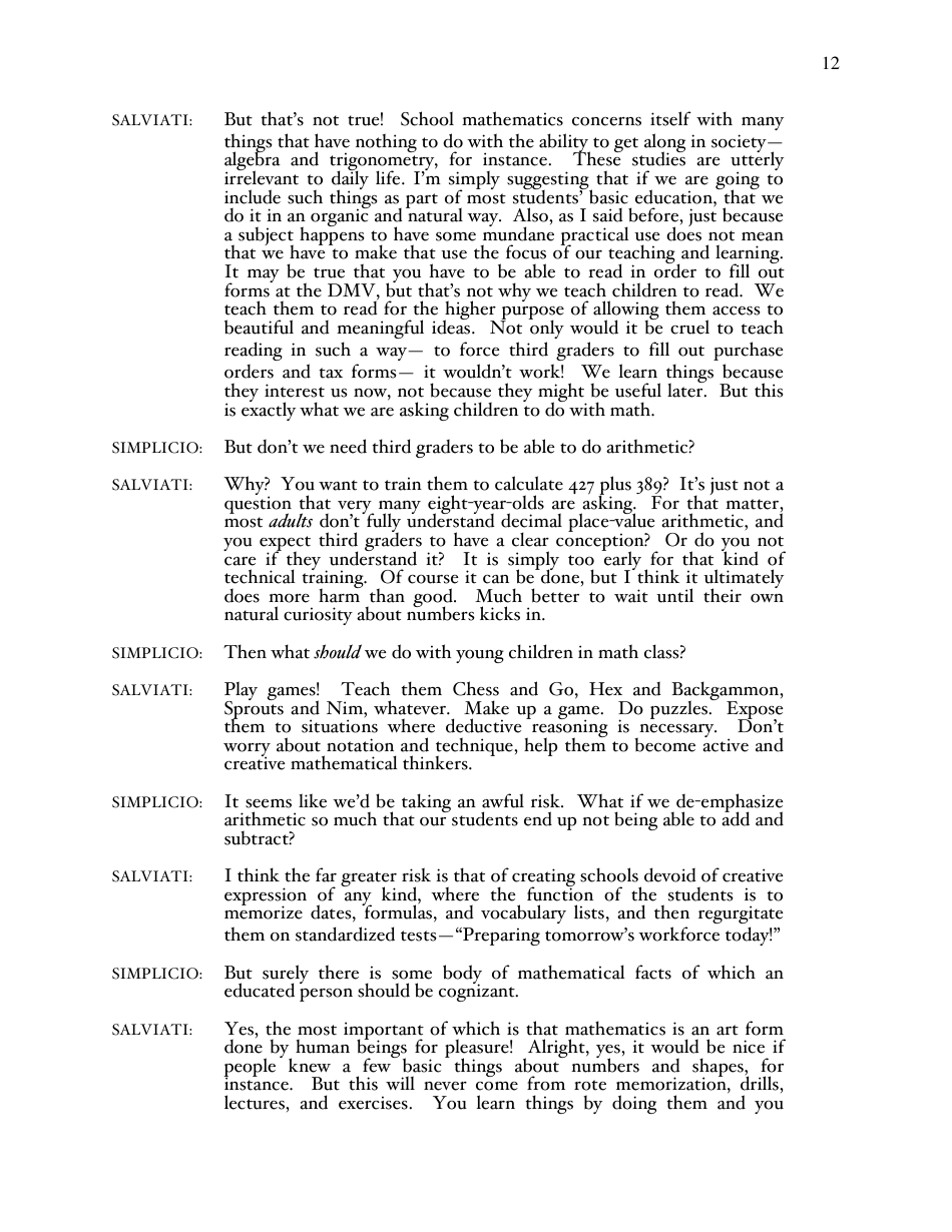 A Mathematicians Lament - Paul Lockhart, Page 12