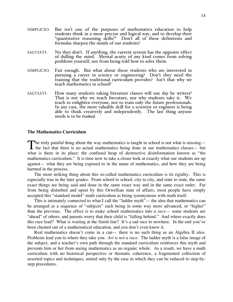 A Mathematicians Lament - Paul Lockhart, Page 14