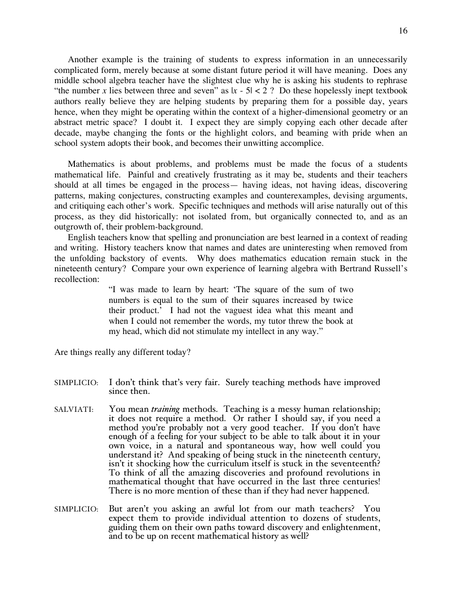 A Mathematicians Lament - Paul Lockhart, Page 16