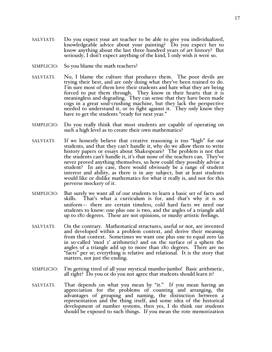 A Mathematicians Lament - Paul Lockhart, Page 17