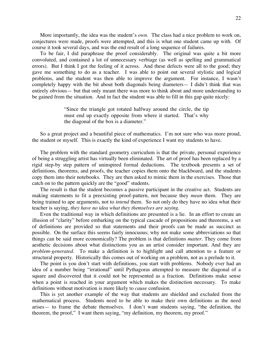 A Mathematicians Lament - Paul Lockhart, Page 22