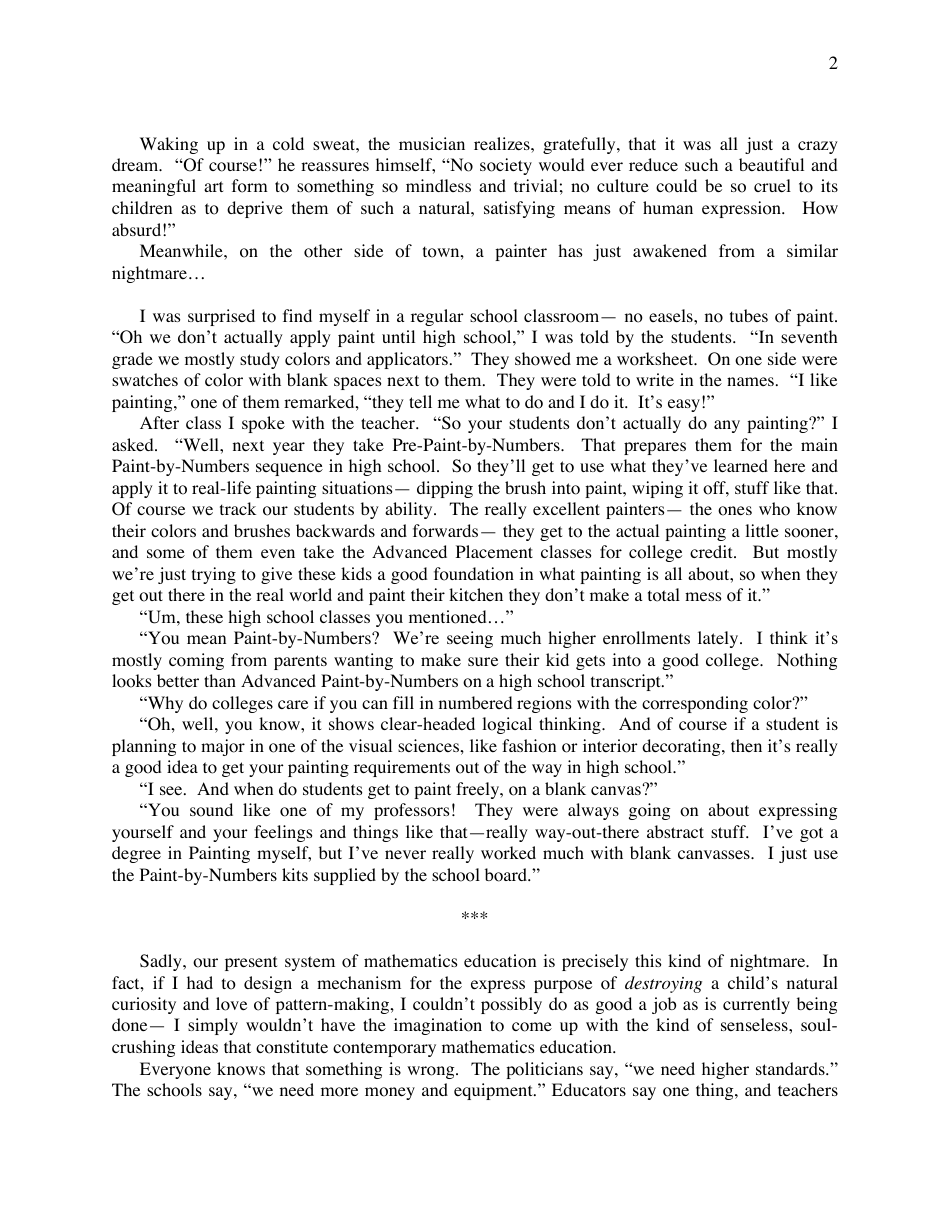 A Mathematicians Lament - Paul Lockhart, Page 2