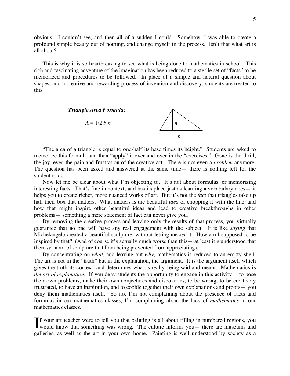 A Mathematicians Lament - Paul Lockhart, Page 5