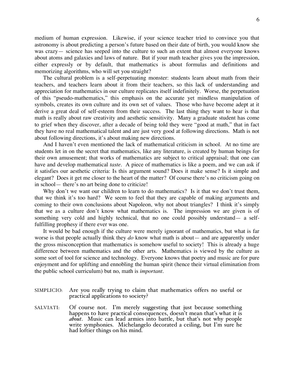 A Mathematicians Lament - Paul Lockhart, Page 6