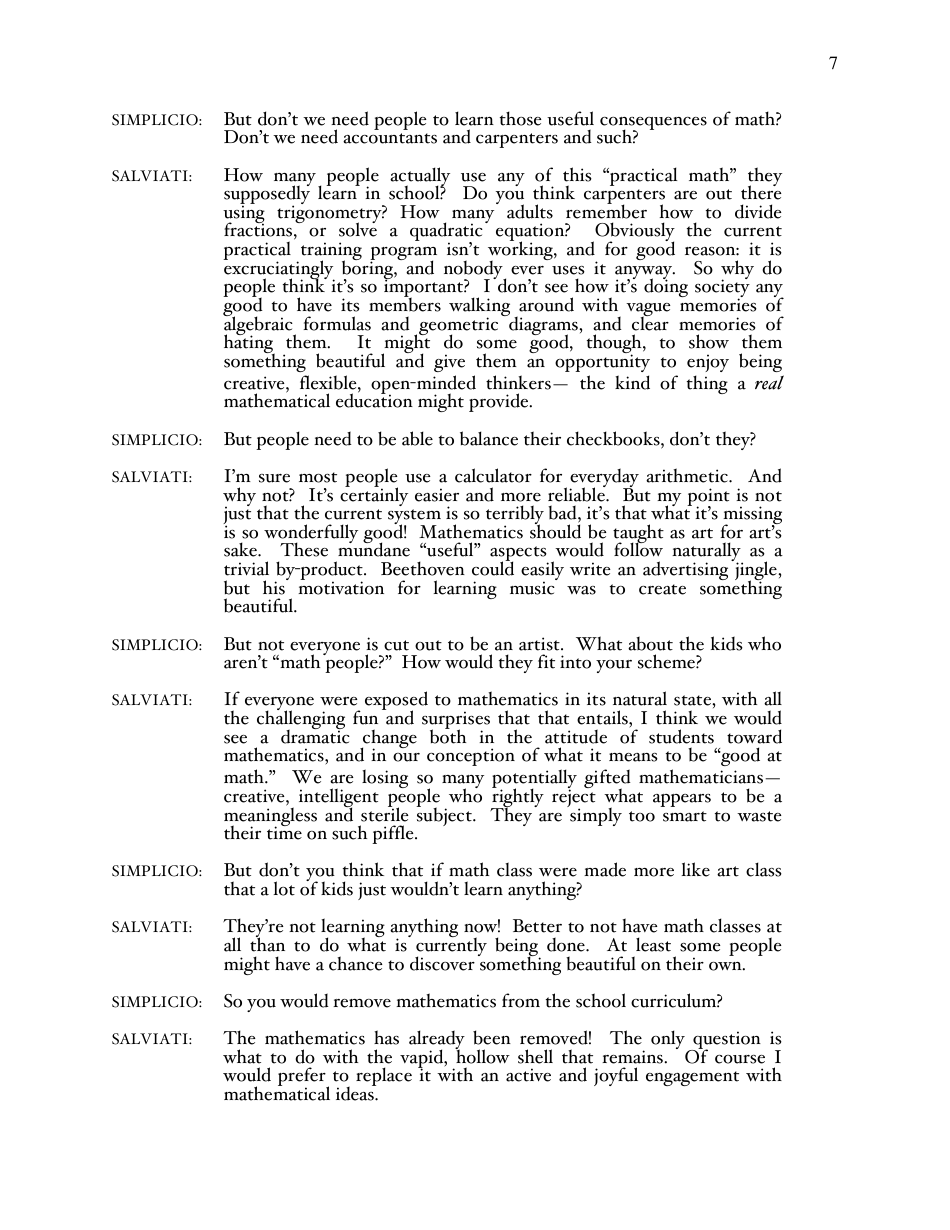 A Mathematicians Lament - Paul Lockhart, Page 7