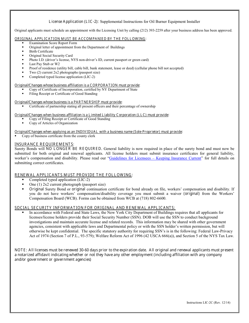 Form LIC-2C - Fill Out, Sign Online and Download Printable PDF, New ...