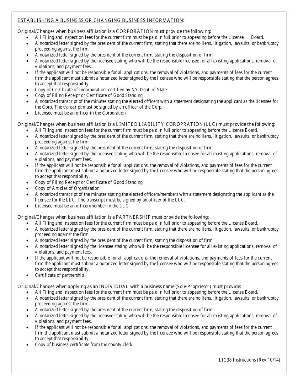 Instructions for Form LIC38 Electrical License Application - New York City, Page 2
