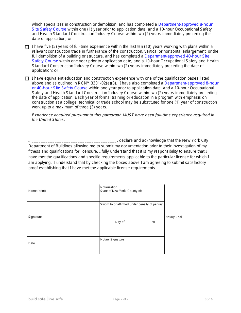 Supplemental Investigation Questionnaire - Construction Superintendent - New York City, Page 2