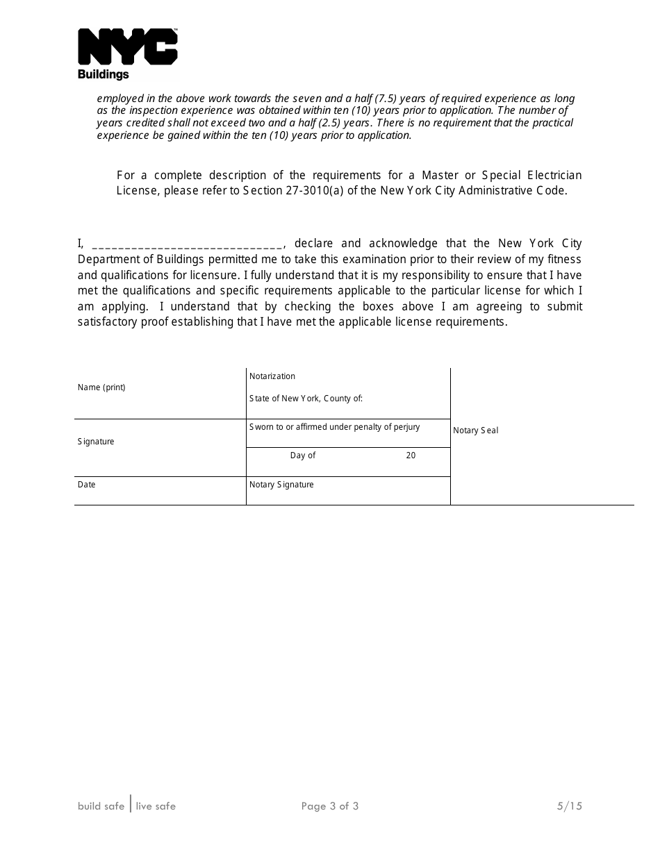 Supplemental Investigation Questionnaire - Electrician - New York City, Page 3