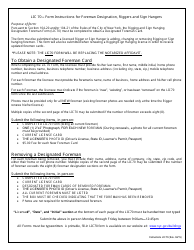 Document preview: Instructions for Form LIC70 Designation of Rigging and Sign Hanging Foremen - New York City