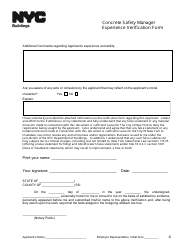 Concrete Safety Manager Experience Verification Form - New York City, Page 4