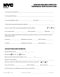 Hoisting Machine Operator Experience Verification Form - New York City, Page 2