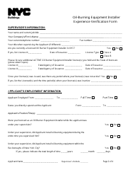 Oil-Burning Equipment Installer Experience Verification Form - New York City, Page 2