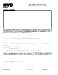 Sign Hanger: Master/Special Experience Verification Form - New York City, Page 4