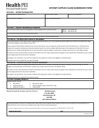 Document preview: Ostomy Supplies Claim Submission Form - Prince Edward Island, Canada