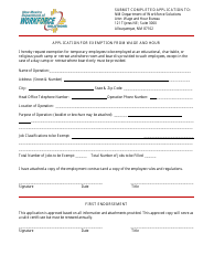New Mexico Application for Exemption From Wage and Hour - Fill Out ...